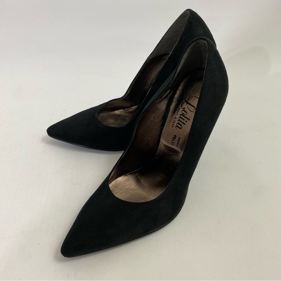 Lolita Milano Black Suede Pumps Stiletto Heels 8 / 38 - Picture 6 of 15